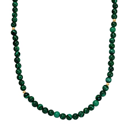 Malachite Necklace (Size 20) with Lobster Clasp in 18K Yellow Gold Plated Sterling Silver 108.11 Ct. Malachite Necklace (Size 20) with Lobster Clasp in 18K Yellow Gold Plated Sterling Silver 108.11 Ct.