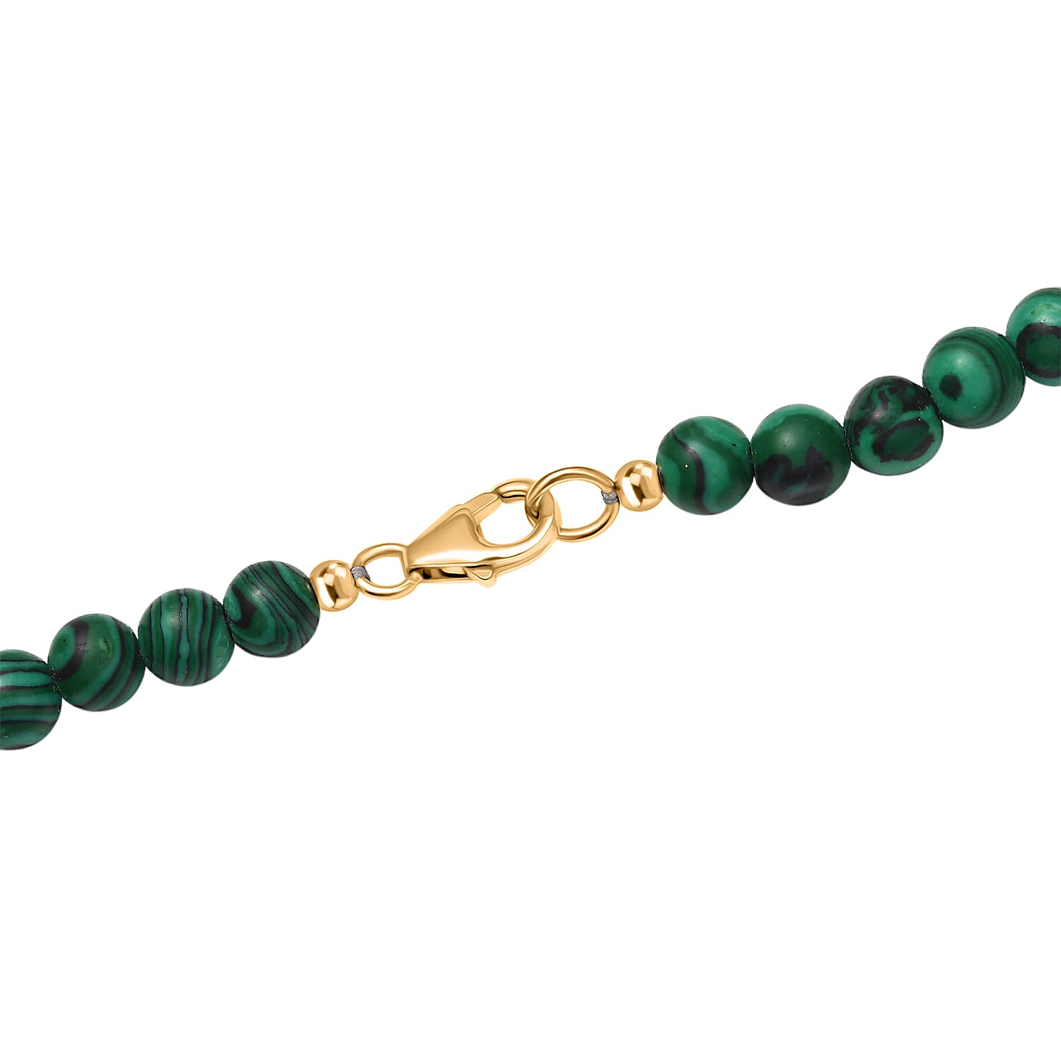 Malachite Necklace (Size 20) with Lobster Clasp in 18K Yellow Gold Plated Sterling Silver 108.11 Ct.