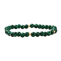 Malachite Bracelet (Size 8 Stretchable) in 18K Yellow Gold Plated Sterling Silver 40.00 Ct.