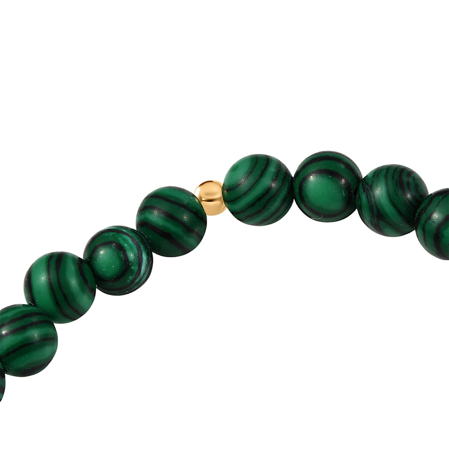 Malachite Bracelet (Size 8 Stretchable) in 18K Yellow Gold Plated Sterling Silver 40.00 Ct.