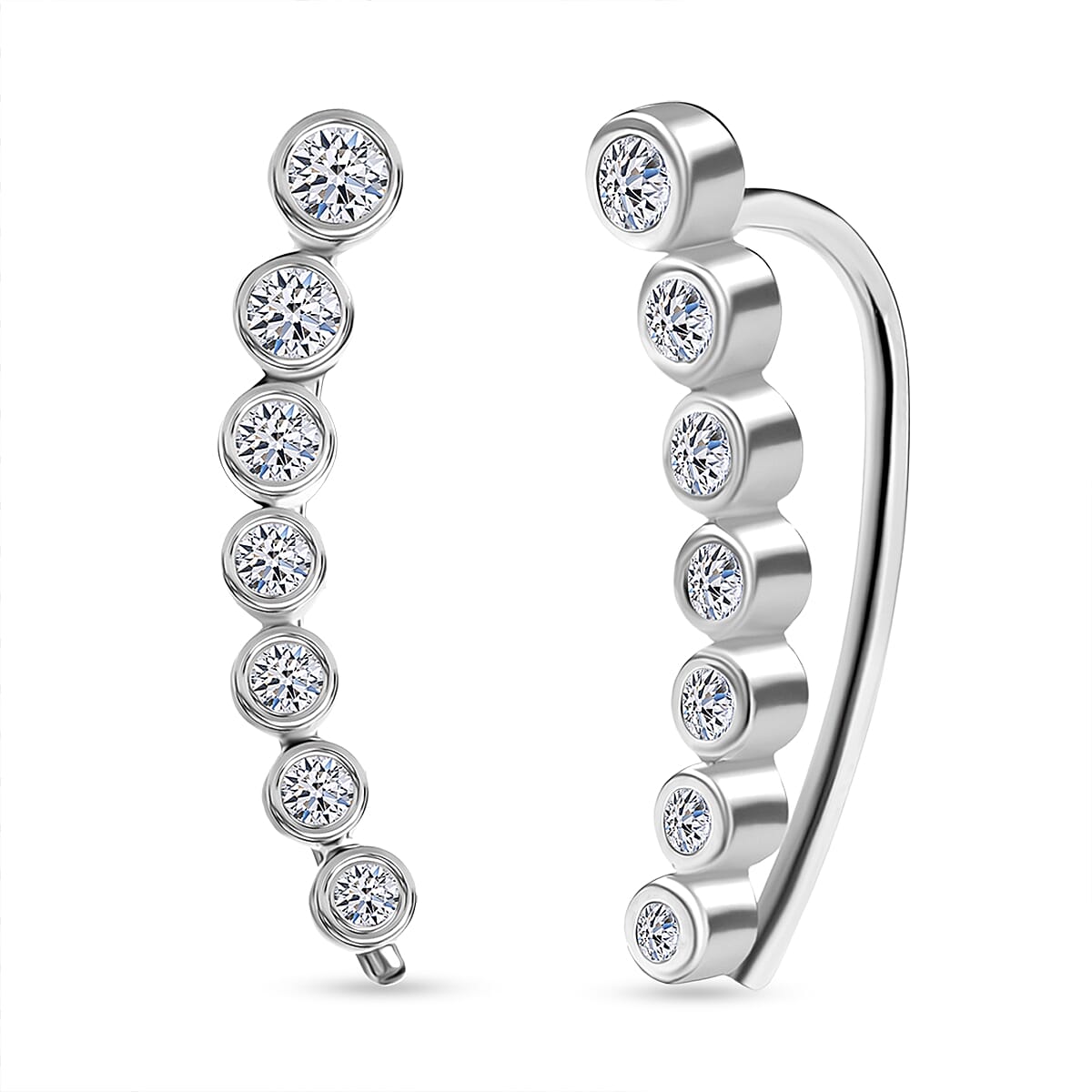 Luxuriant Lab Grown Diamond (SI-GH) Earring with Clasp in Rhodium Overlay Sterling Silver 0.26 Ct.