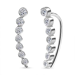 LUXURIANT Lab Grown Diamond Ear Climber Earring in Rhodium Overlay Sterling Silver 0.26 Ct. (SI-GH)