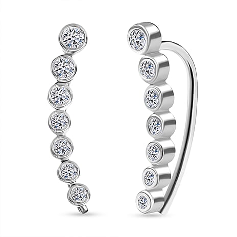 Luxuriant Lab Grown Diamond (SI-GH) Earring with Clasp in Rhodium Overlay Sterling Silver 0.26 Ct.