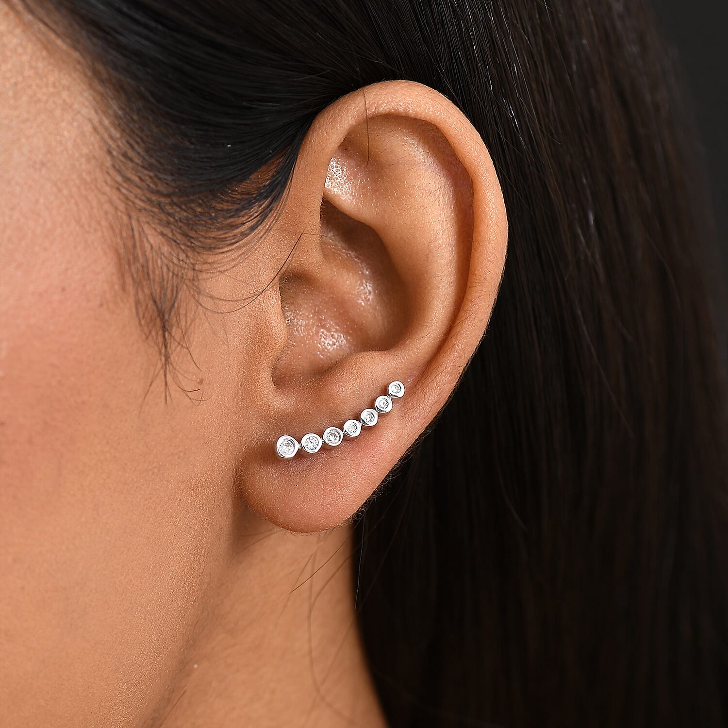 Luxuriant Lab Grown Diamond (SI-GH) Earring with Clasp in Rhodium Overlay Sterling Silver 0.26 Ct.