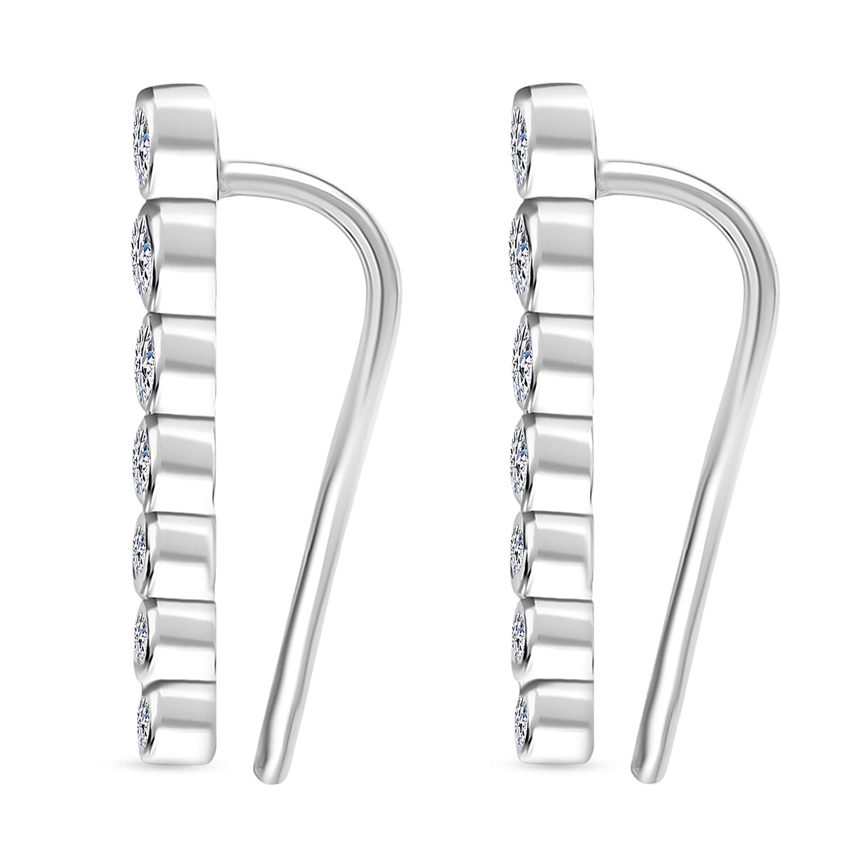 Luxuriant Lab Grown Diamond (SI-GH) Earring with Clasp in Rhodium Overlay Sterling Silver 0.26 Ct.