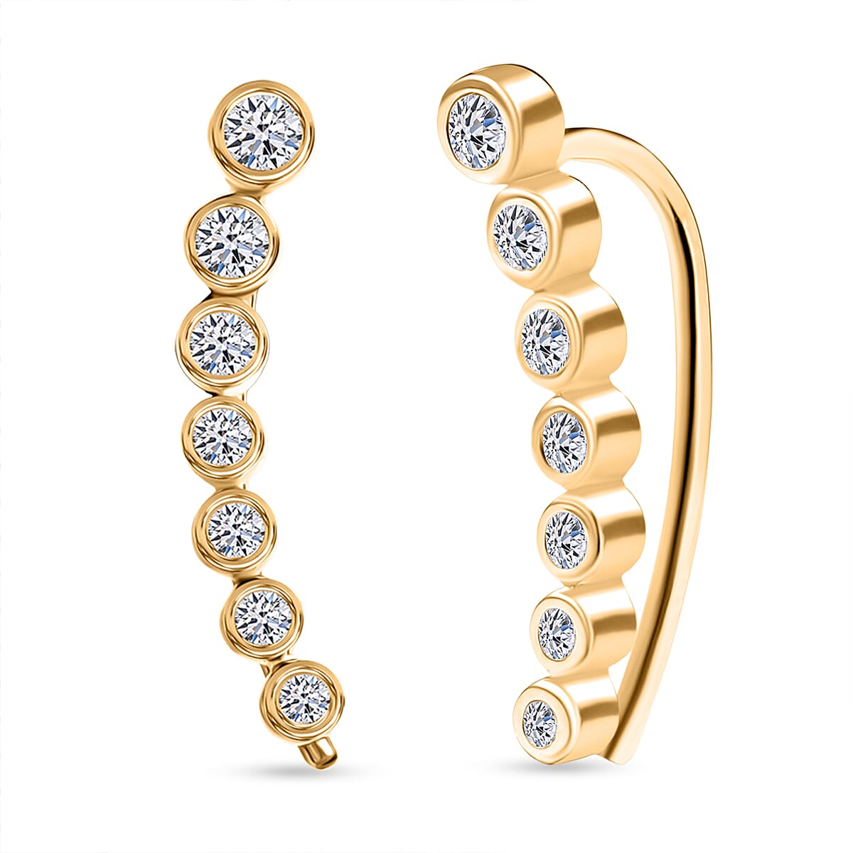 Luxuriant Lab Grown Diamond (SI-GH) Earring with Clasp in 18K Vermeil Yellow Gold Plated Sterling Silver 0.26 Ct.