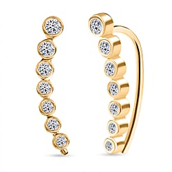 LUXURIANT Lab Grown Diamond Ear Climber Earring in Rhodium Overlay Sterling Silver 0.26 Ct. (SI-GH)