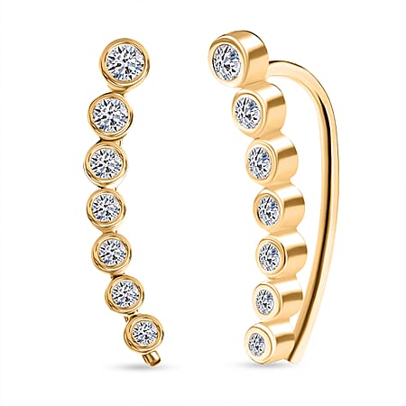 LUXURIANT Lab Grown Diamond Ear Climber Earring in 18K Vermeil Yellow Gold Over Sterling Silver 0.25 Ct. (SI-GH)