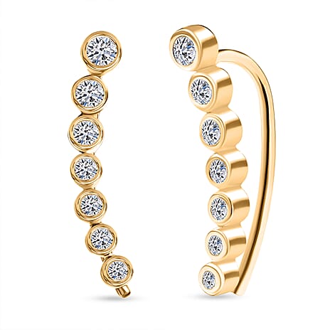 Luxuriant Lab Grown Diamond (SI-GH) Earring with Clasp in 18K Vermeil Yellow Gold Plated Sterling Silver 0.26 Ct.