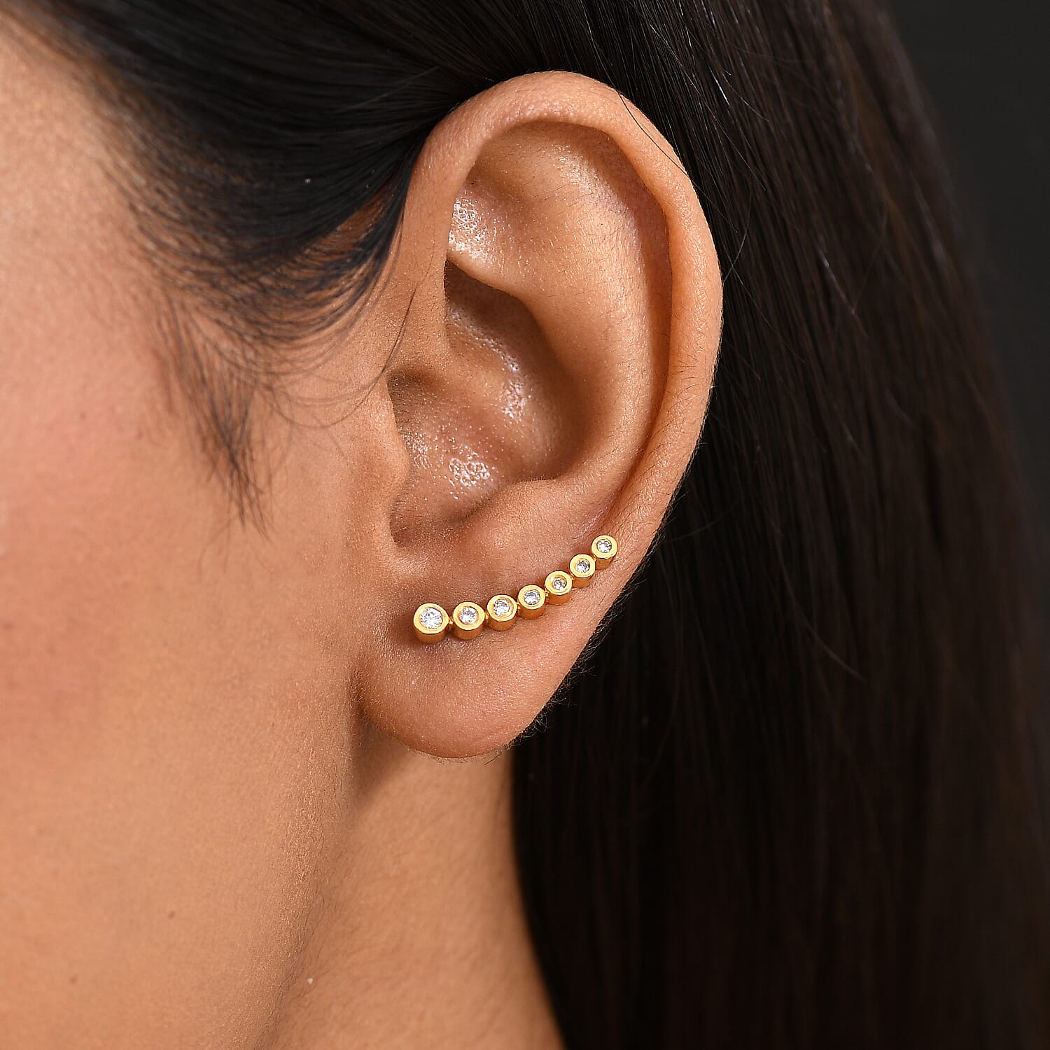 Luxuriant Lab Grown Diamond (SI-GH) Earring with Clasp in 18K Vermeil Yellow Gold Plated Sterling Silver 0.26 Ct.