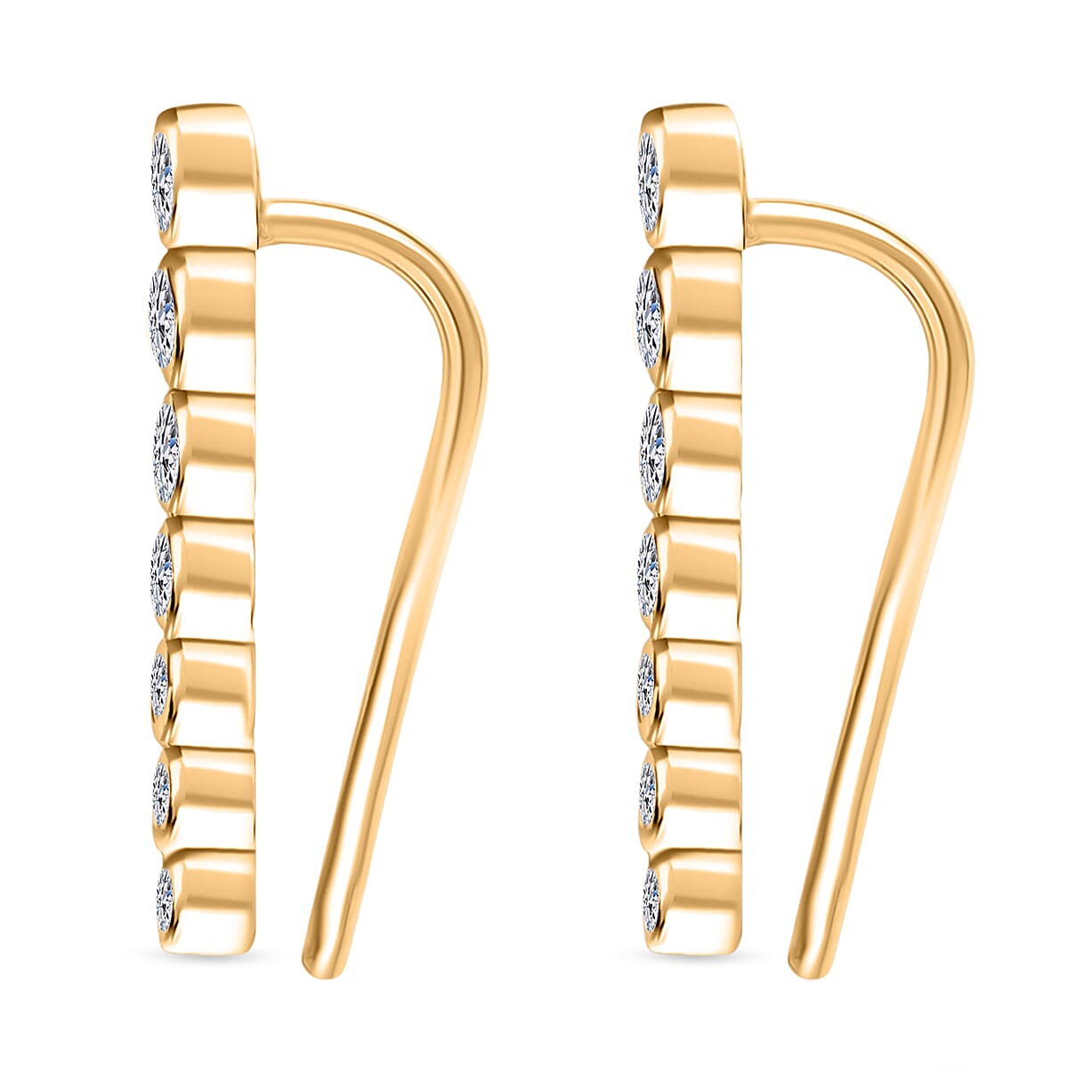 Luxuriant Lab Grown Diamond (SI-GH) Earring with Clasp in 18K Vermeil Yellow Gold Plated Sterling Silver 0.26 Ct.
