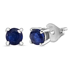 D'Joy Masoala Sapphire Solitaire Stud Push Post Earring in Yellow Gold Plated Sterling Silver 1.54 Ct.
