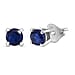 D'Joy Masoala Sapphire Solitaire Stud Push Post Earring in Platinum Overlay Sterling Silver 1.54 Ct.