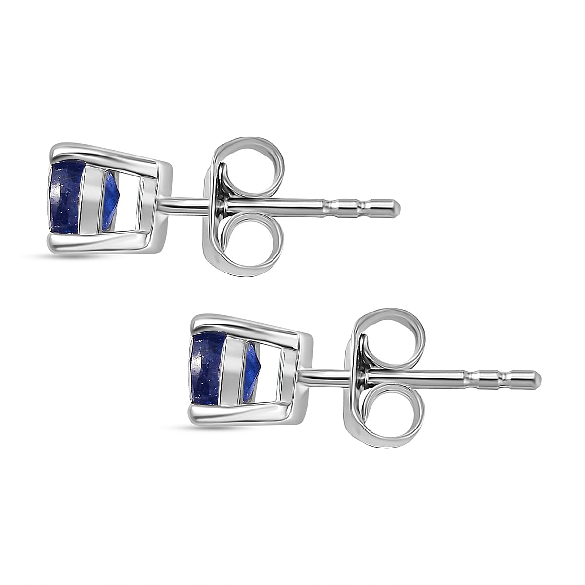 D'Joy Masoala Sapphire Solitaire Stud Push Post Earring in Platinum Overlay Sterling Silver 1.54 Ct.