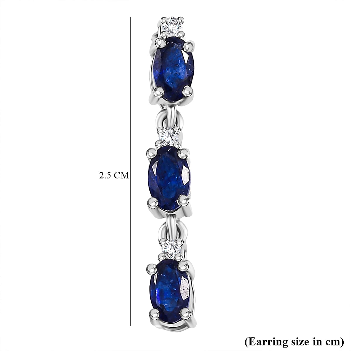D'Joy Masoala Sapphire & Moissanite Dangling Earring in Rhodium Overlay Sterling Silver 2.16 Ct.
