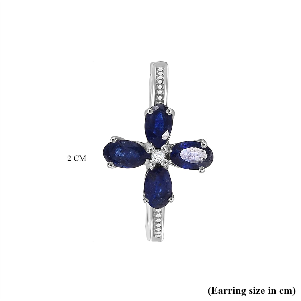 D'Joy Masoala Sapphire & White Zircon Full Hoop Earring in Rhodium Overlay Sterling Silver 3.11 Ct.