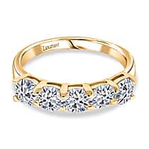 LUXURIANT 2 Ct. Lab Grown Diamond 5-Stone Ring in Yellow Gold Plated Sterling Silver (SI-GH)
