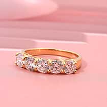 LUXURIANT 2 Ct. Lab Grown Diamond 5-Stone Ring in Yellow Gold Plated Sterling Silver (SI-GH)