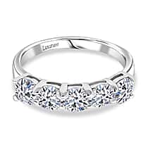 LUXURIANT 2 Ct. Lab Grown Diamond 5-Stone Ring in Rhodium Overlay Sterling Silver (SI-GH)