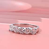 LUXURIANT 2 Ct. Lab Grown Diamond 5-Stone Ring in Rhodium Overlay Sterling Silver (SI-GH)