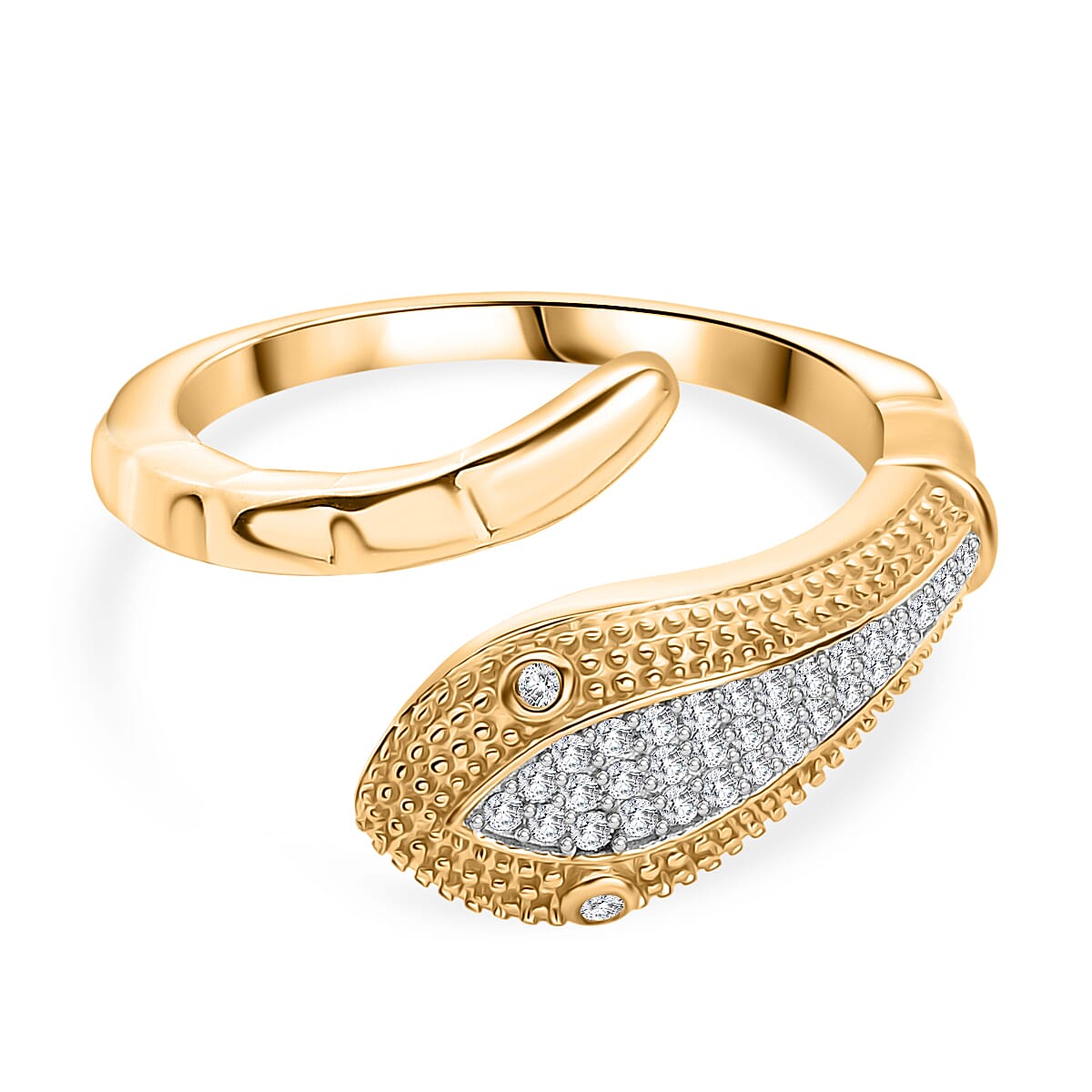 Luxuriant Lab Grown Diamond (SI-GH) Snake Ring in 18K Vermeil Yellow Gold Plated Sterling Silver 0.20 Ct.