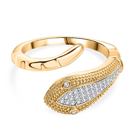 LUXURIANT Lab Grown Diamond Snake Ring in 18K Vermeil Yellow Gold Over Sterling Silver (SI-GH)