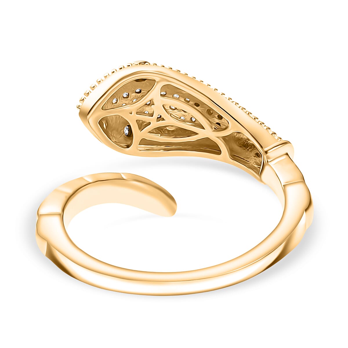 Luxuriant Lab Grown Diamond (SI-GH) Snake Ring in 18K Vermeil Yellow Gold Plated Sterling Silver 0.20 Ct.