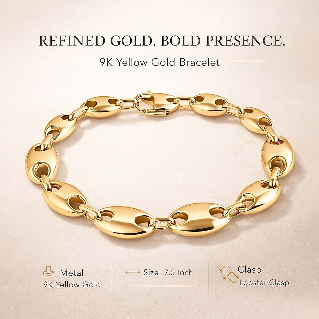 Luxoro Designer Inspired 9K Yellow Gold Bracelet (Size 7.5), Gold Wt. 6.60 Gms.