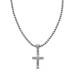 Austrian Green Crystal Cross Pendant with Chain (Size - 20)