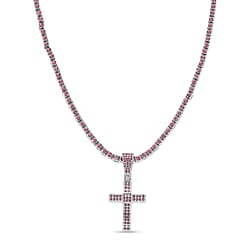 Austrian Green Crystal Cross Pendant with Chain (Size - 20)