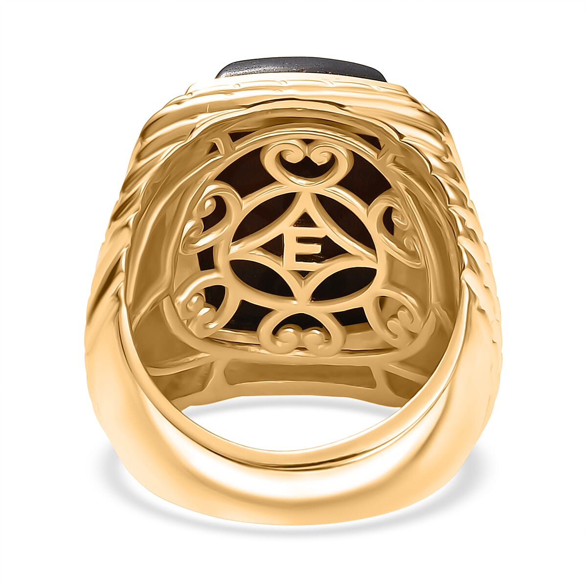 EverTrue Red Tiger Eye Solitaire Ring in Yellow Gold Plated 11.79 Ct.