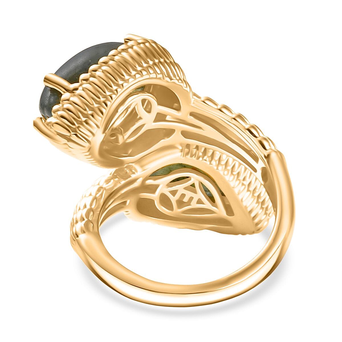 EverTrue Labradorite Bypass Ring in Yellow Gold Plated 10.52 Ct.
