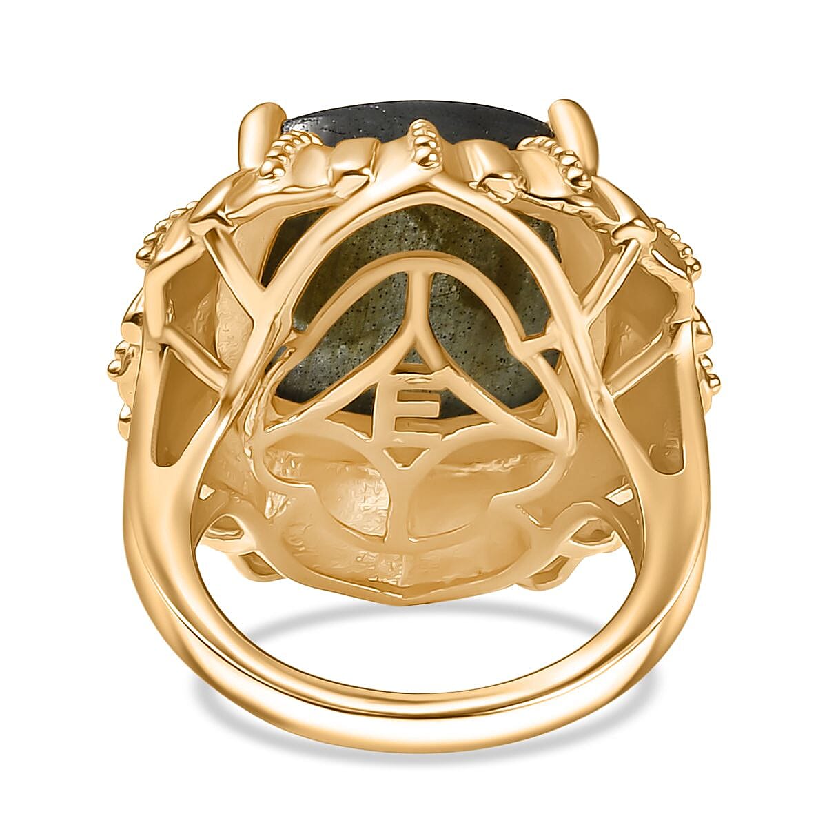 EverTrue Labradorite Solitaire Ring in Yellow Gold Plated 12.06 Ct.