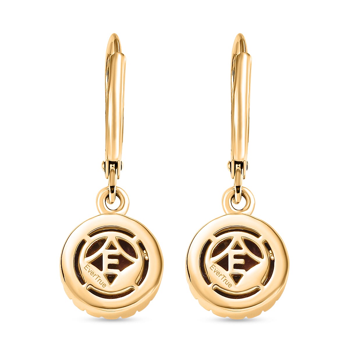 EverTrue Natural Thulite Solitaire Lever Back Earring in Yellow Gold Plated 5.43 Ct.