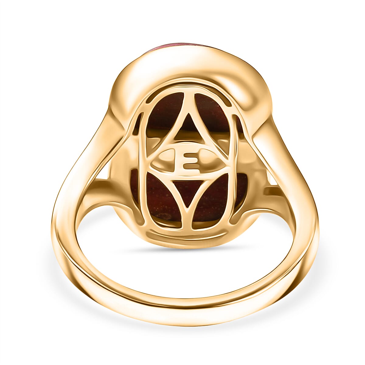 EverTrue Natural Thulite Solitaire Ring in Yellow Gold Plated 10.72 Ct.