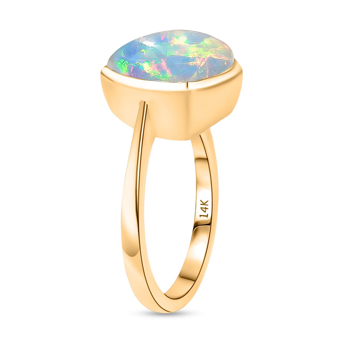 Luxoro 14K Yellow Gold AAA Ethiopian Opal Saddle Ring 3.68 Ct, Gold Wt. 4.2 Gms