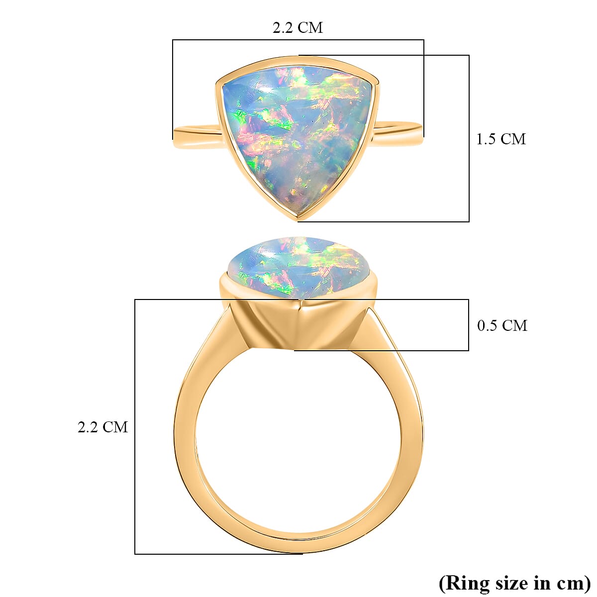 Luxoro 14K Yellow Gold AAA Ethiopian Opal Saddle Ring 3.68 Ct, Gold Wt. 4.2 Gms