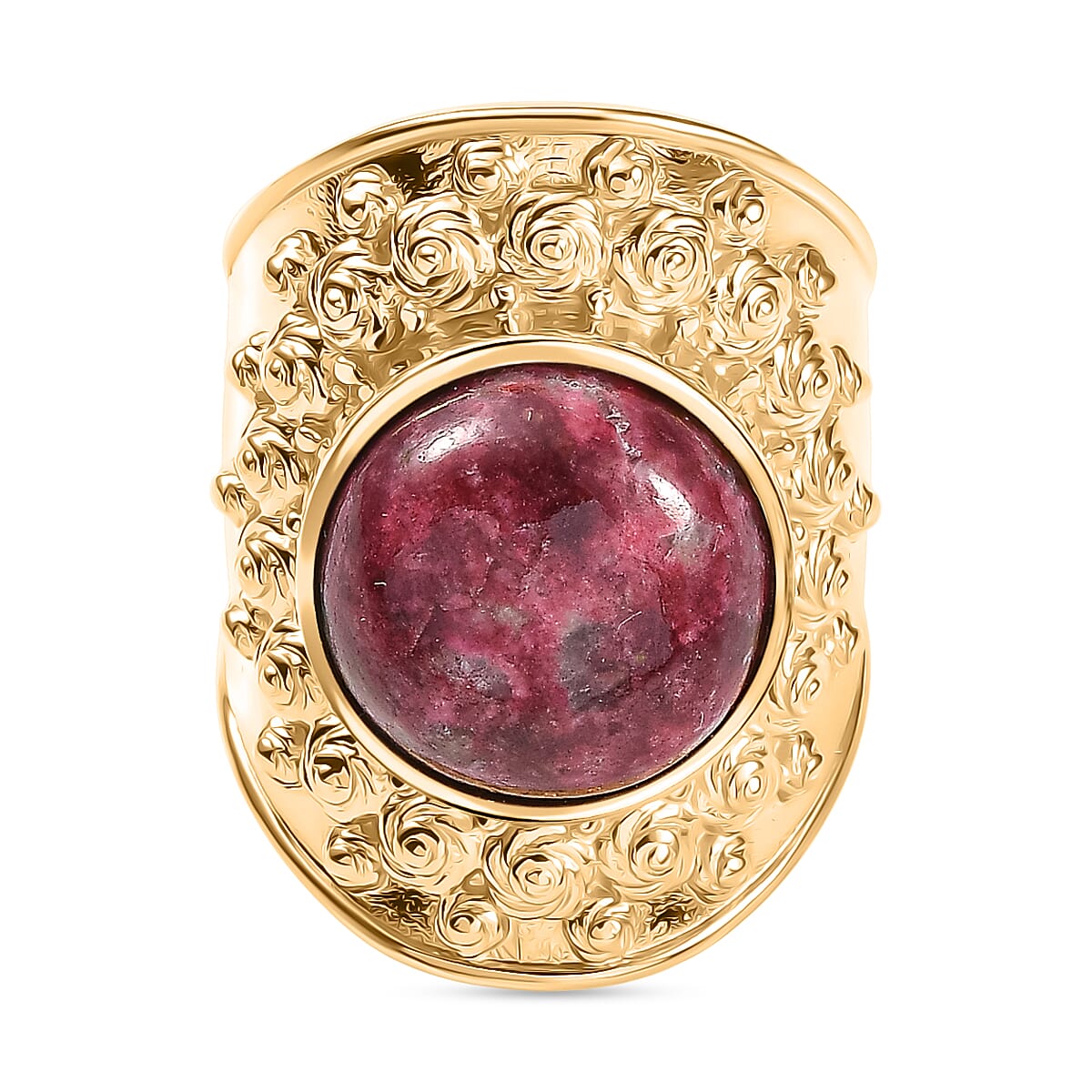 EverTrue Natural Thulite Solitaire Ring in Yellow Gold Plated 13.25 Ct.