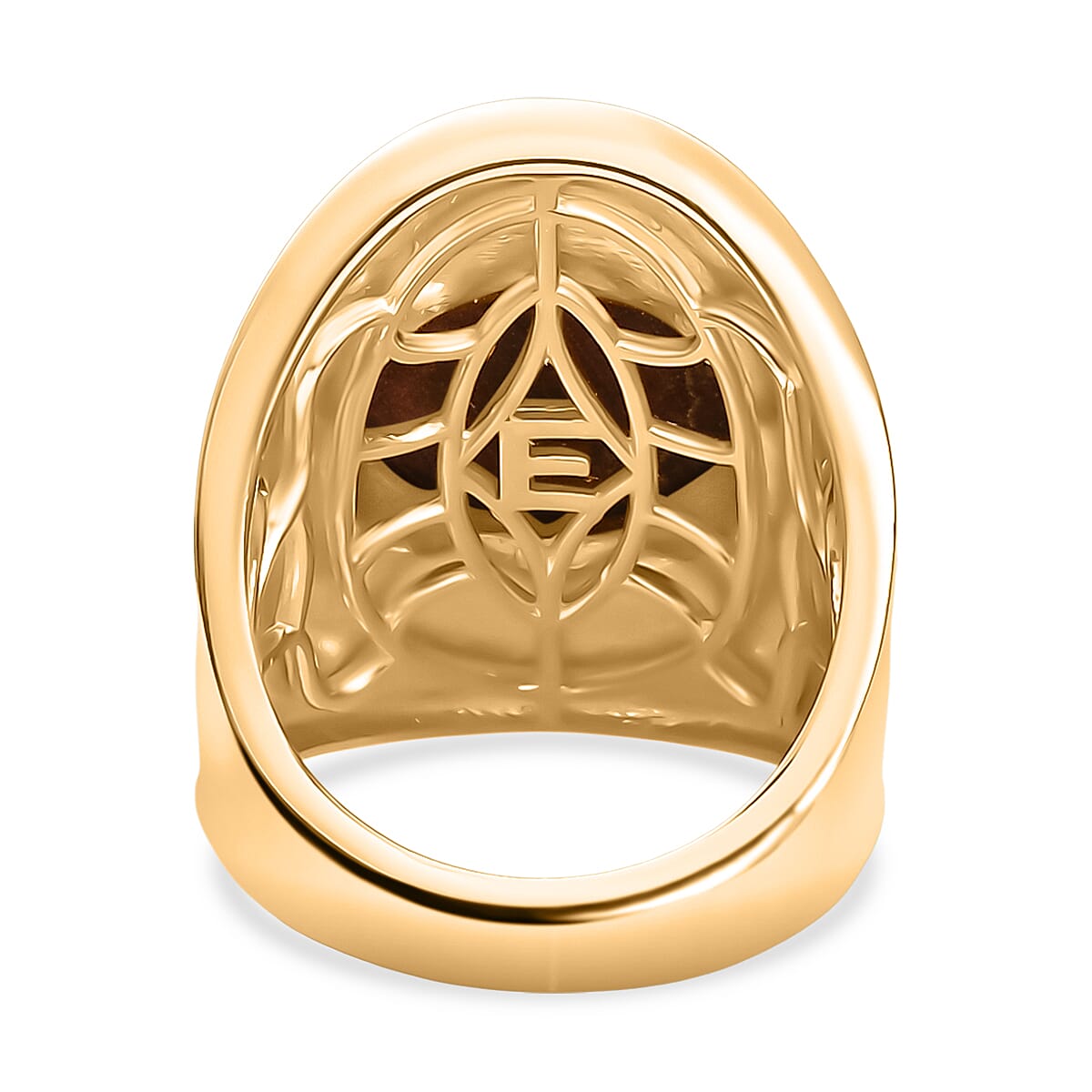 EverTrue Natural Thulite Solitaire Ring in Yellow Gold Plated 13.25 Ct.