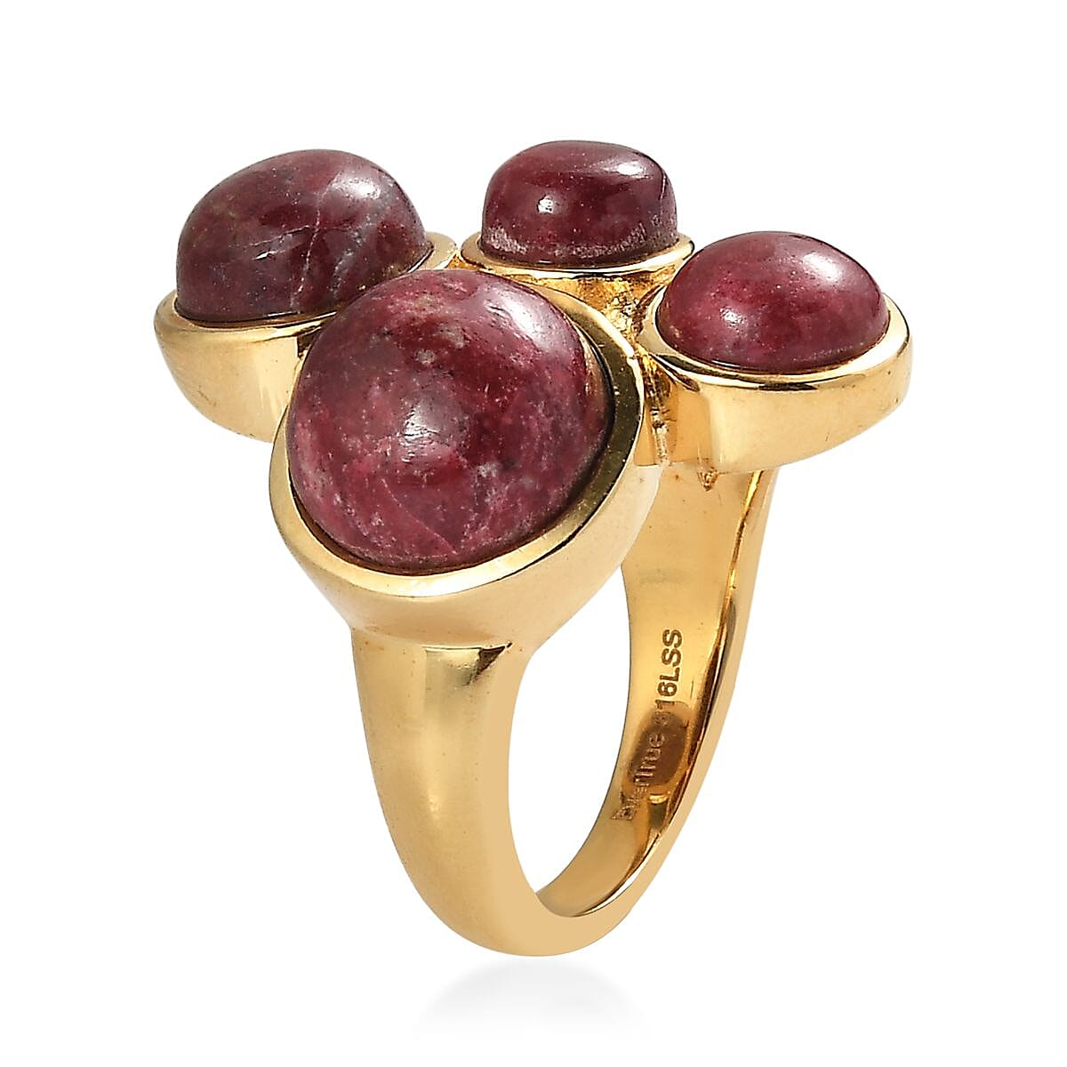 EverTrue Natural Thulite Ring in Yellow Gold Plated 11.83 Ct.