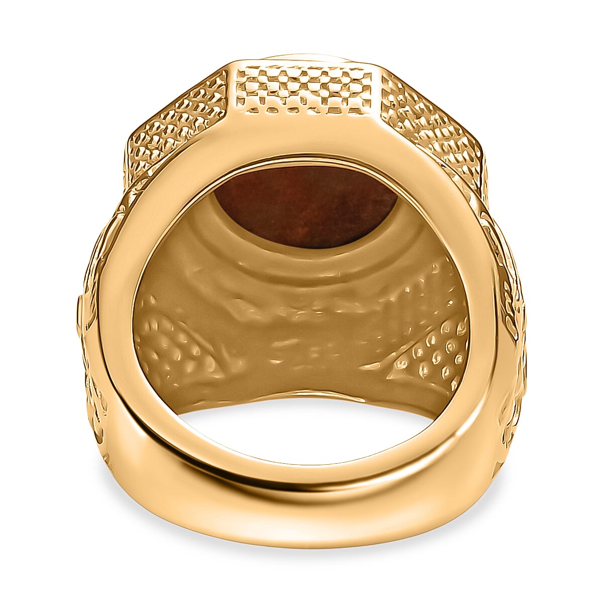 EverTrue Natural Thulite Solitaire Ring in Yellow Gold Plated 9.98 Ct.