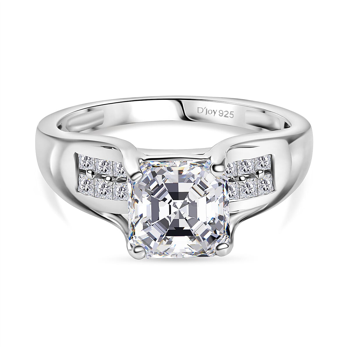 D'Joy Moissanite Ring in Rhodium Overlay Sterling Silver 2.14 Ct.