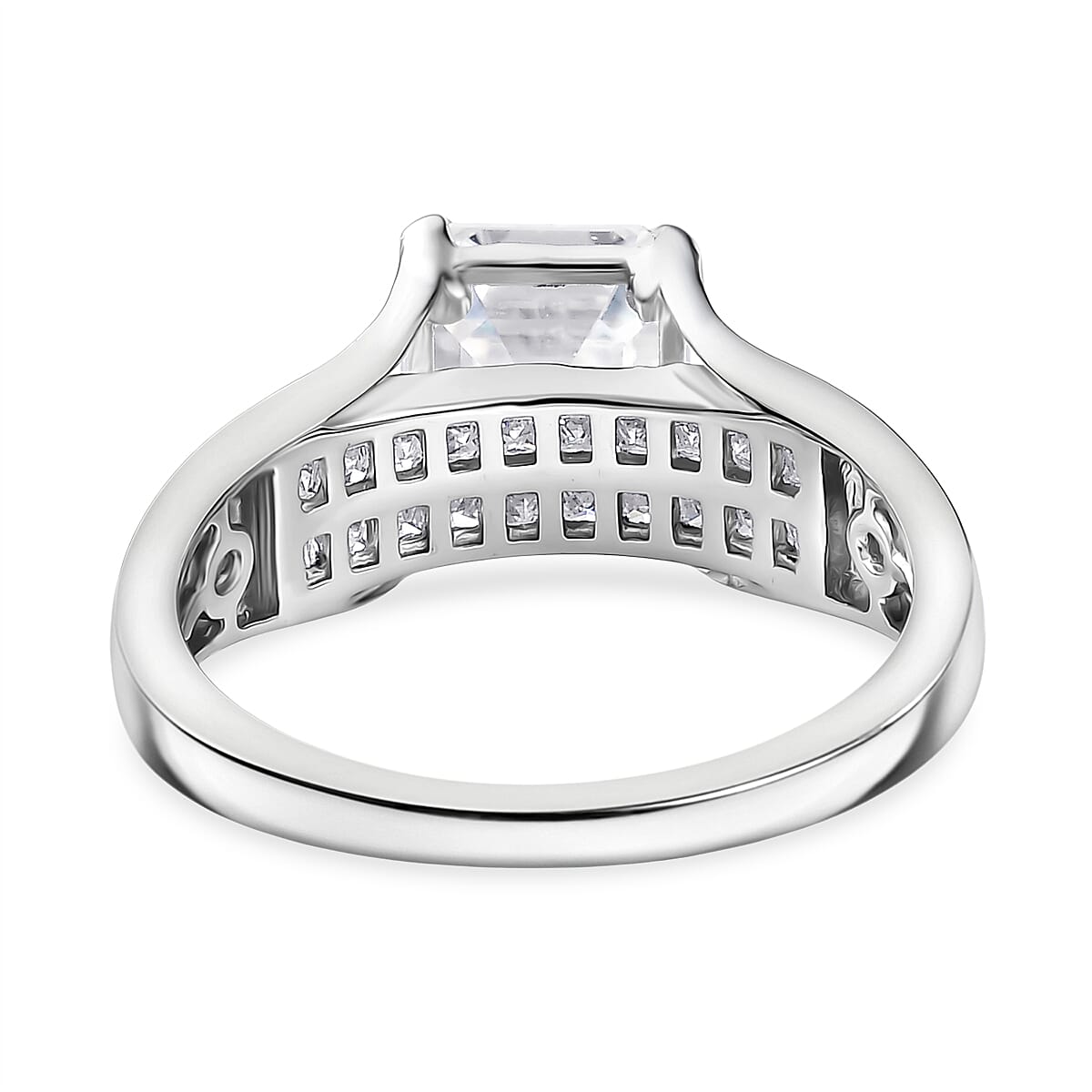 D'Joy Moissanite Ring in Rhodium Overlay Sterling Silver 2.14 Ct.