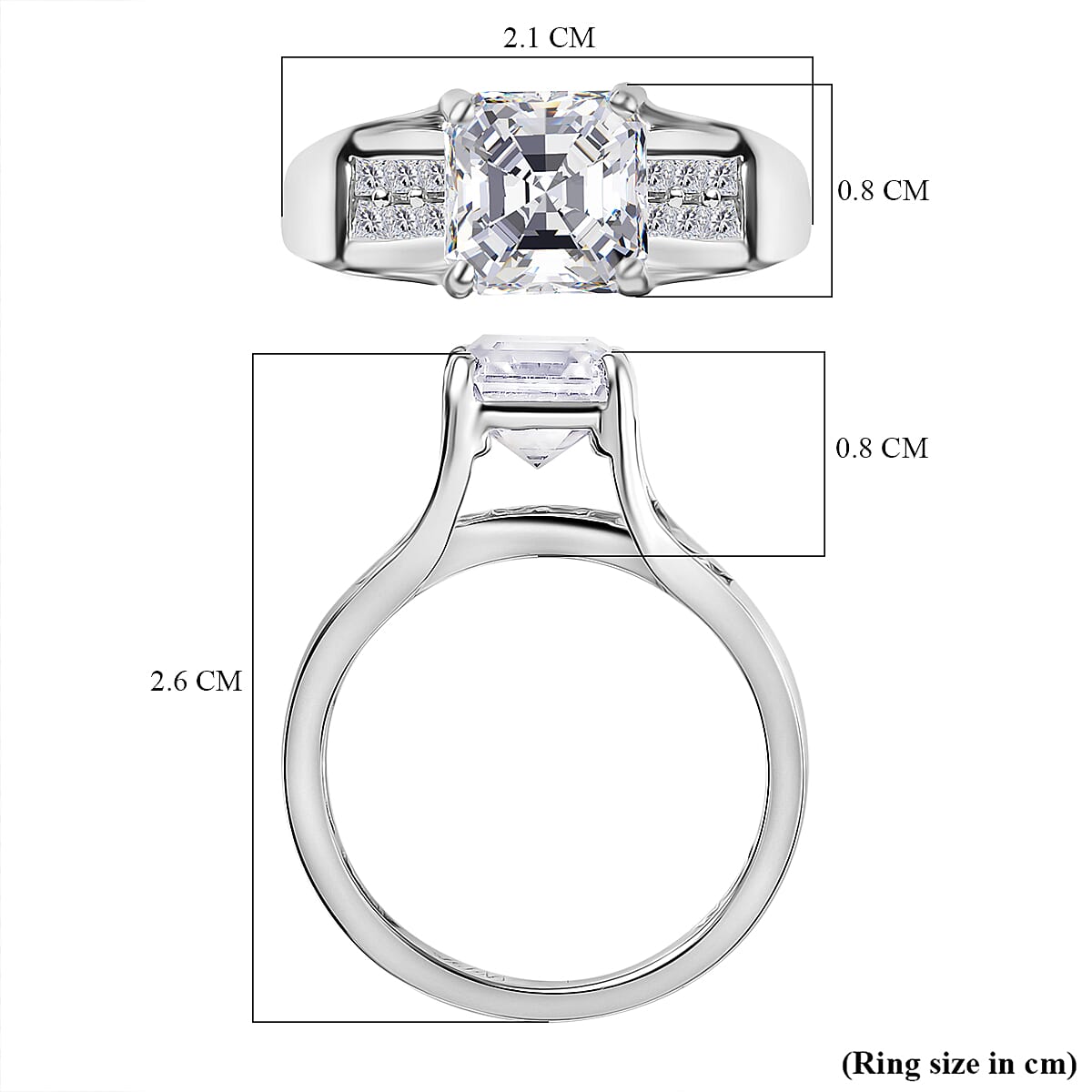 D'Joy Moissanite Ring in Rhodium Overlay Sterling Silver 2.14 Ct.