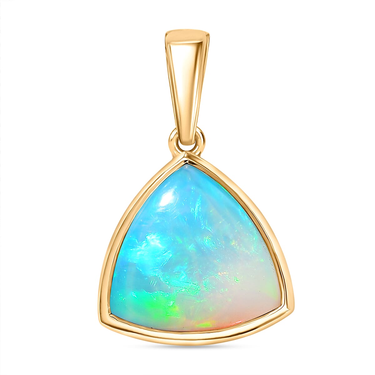 Luxoro 14K Yellow Gold AAA Ethiopian Opal Solitaire Pendant 3.69 Ct.