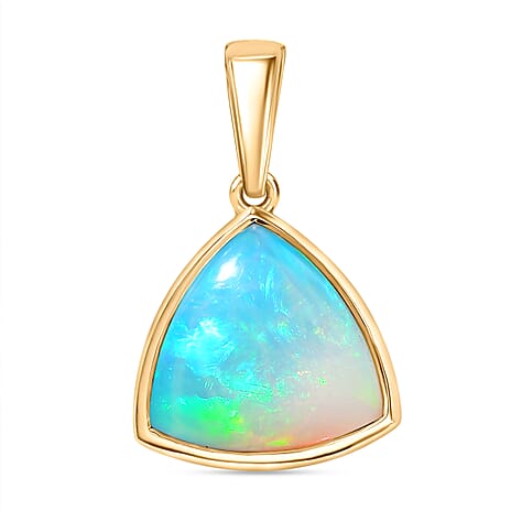 Luxoro 14K Yellow Gold AAA Ethiopian Opal Solitaire Pendant 3.69 Ct.