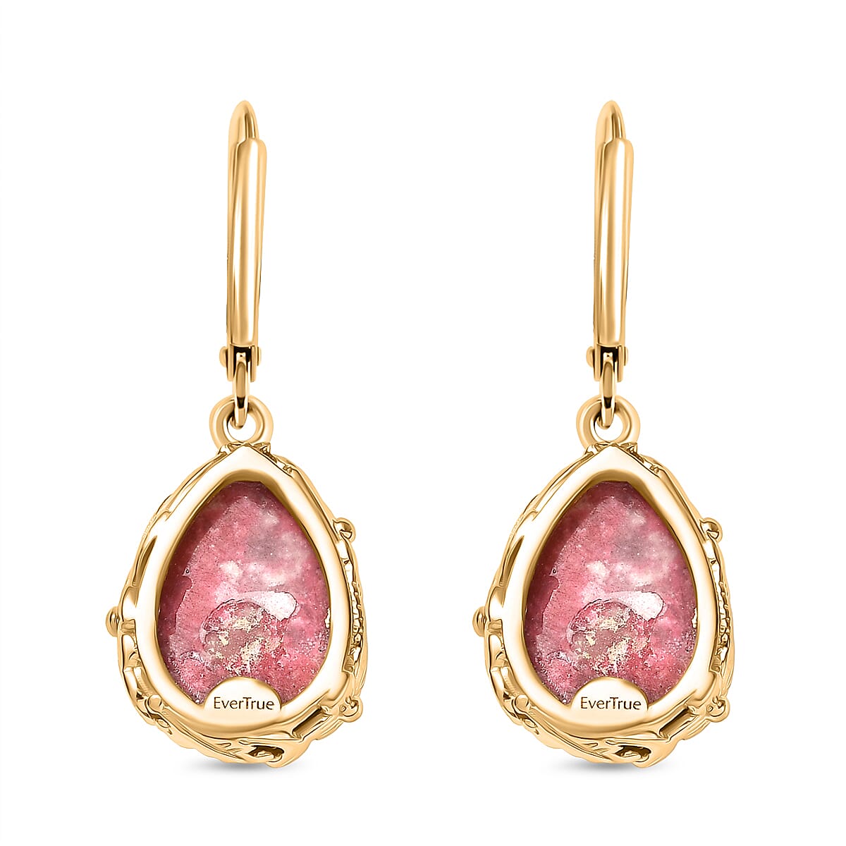 EverTrue Natural Thulite Earring with Lever Back in Yellow Gold Plated 11.92 Ct.