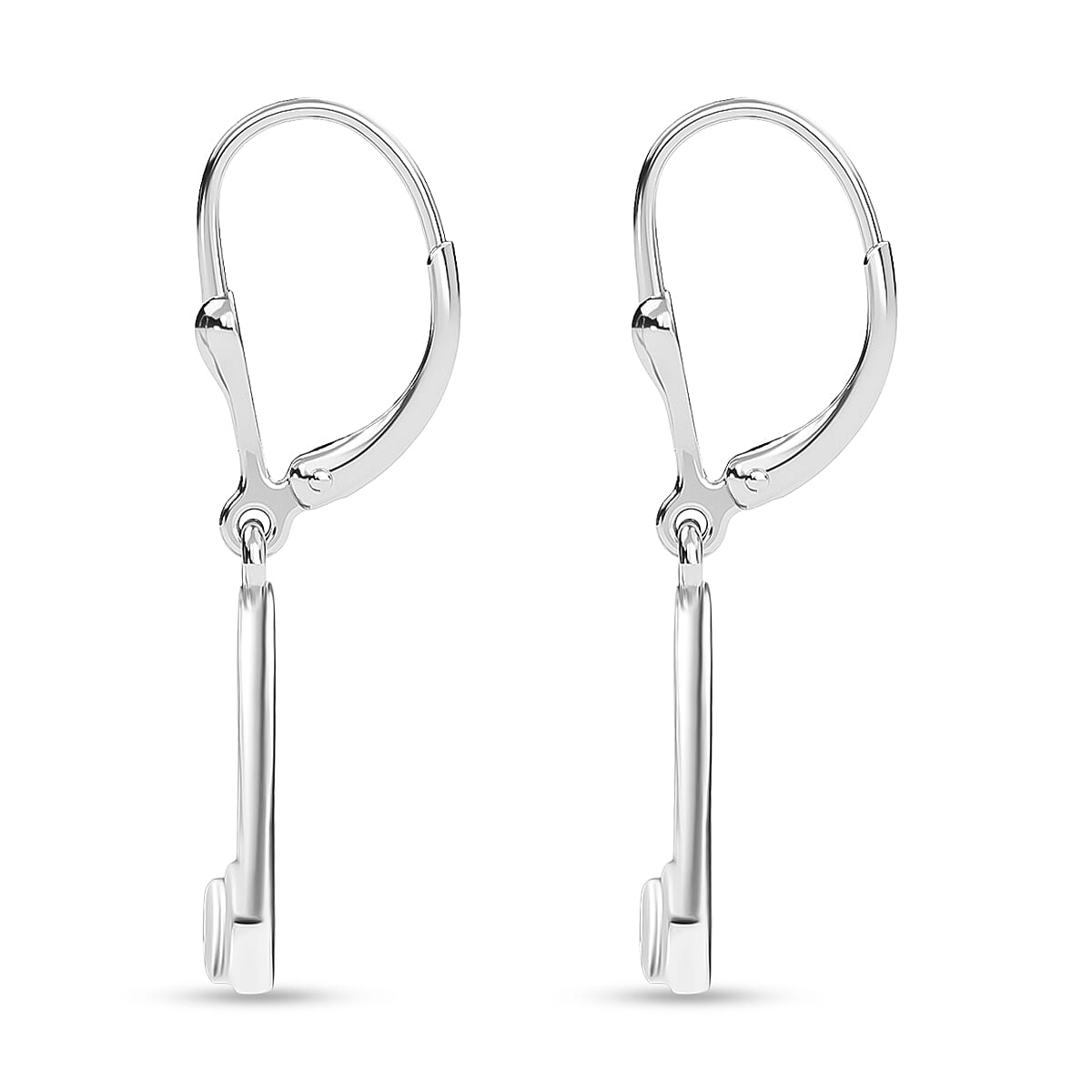 Luxuriant Lab Grown Diamond (SI-GH) Solitaire Lever Back Earring in Rhodium Overlay Sterling Silver 0.11 Ct.