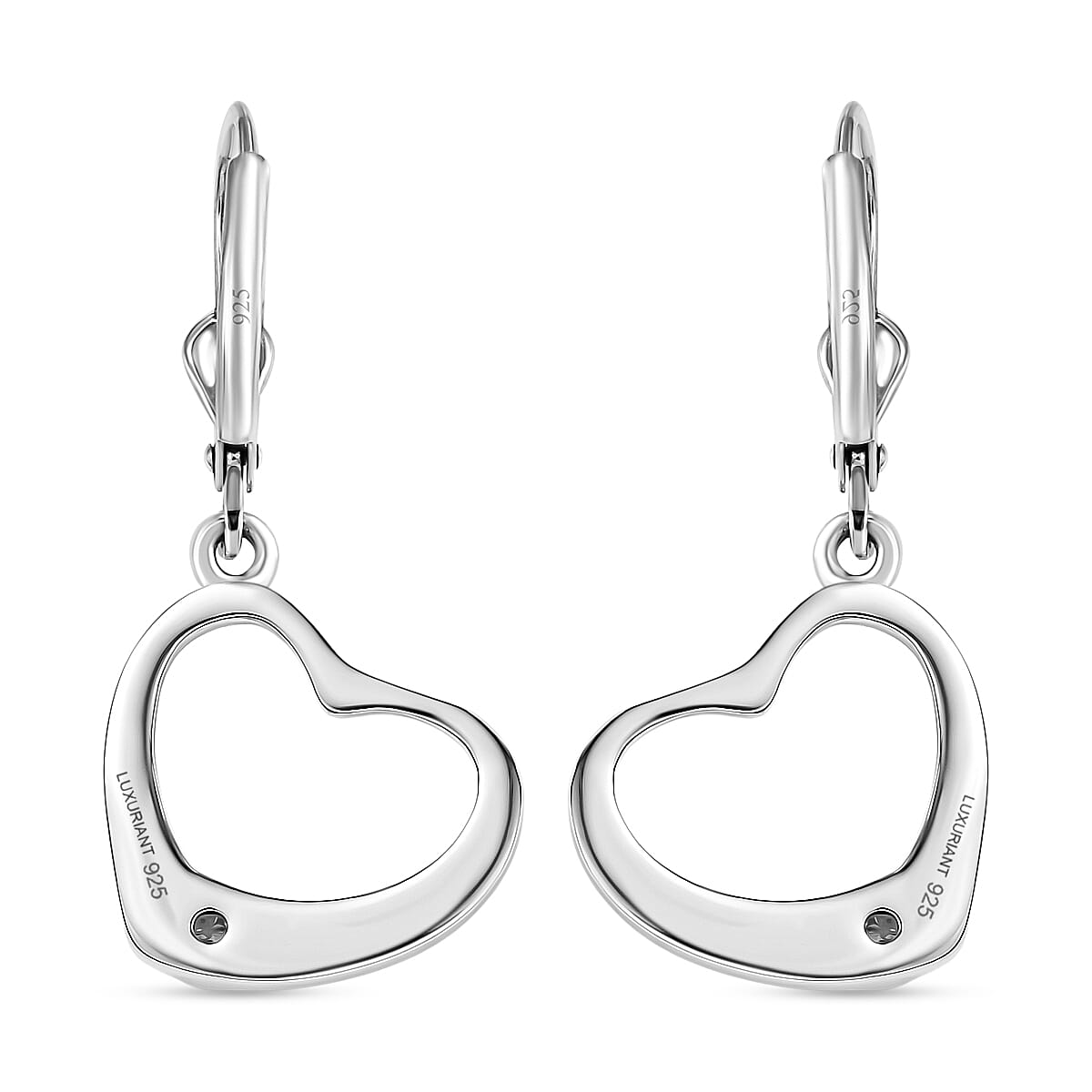 Luxuriant Lab Grown Diamond (SI-GH) Solitaire Lever Back Earring in Rhodium Overlay Sterling Silver 0.11 Ct.