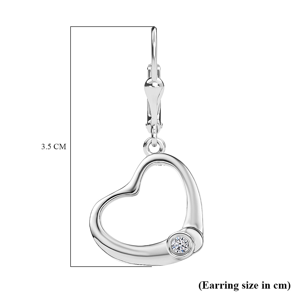 Luxuriant Lab Grown Diamond (SI-GH) Solitaire Lever Back Earring in Rhodium Overlay Sterling Silver 0.11 Ct.